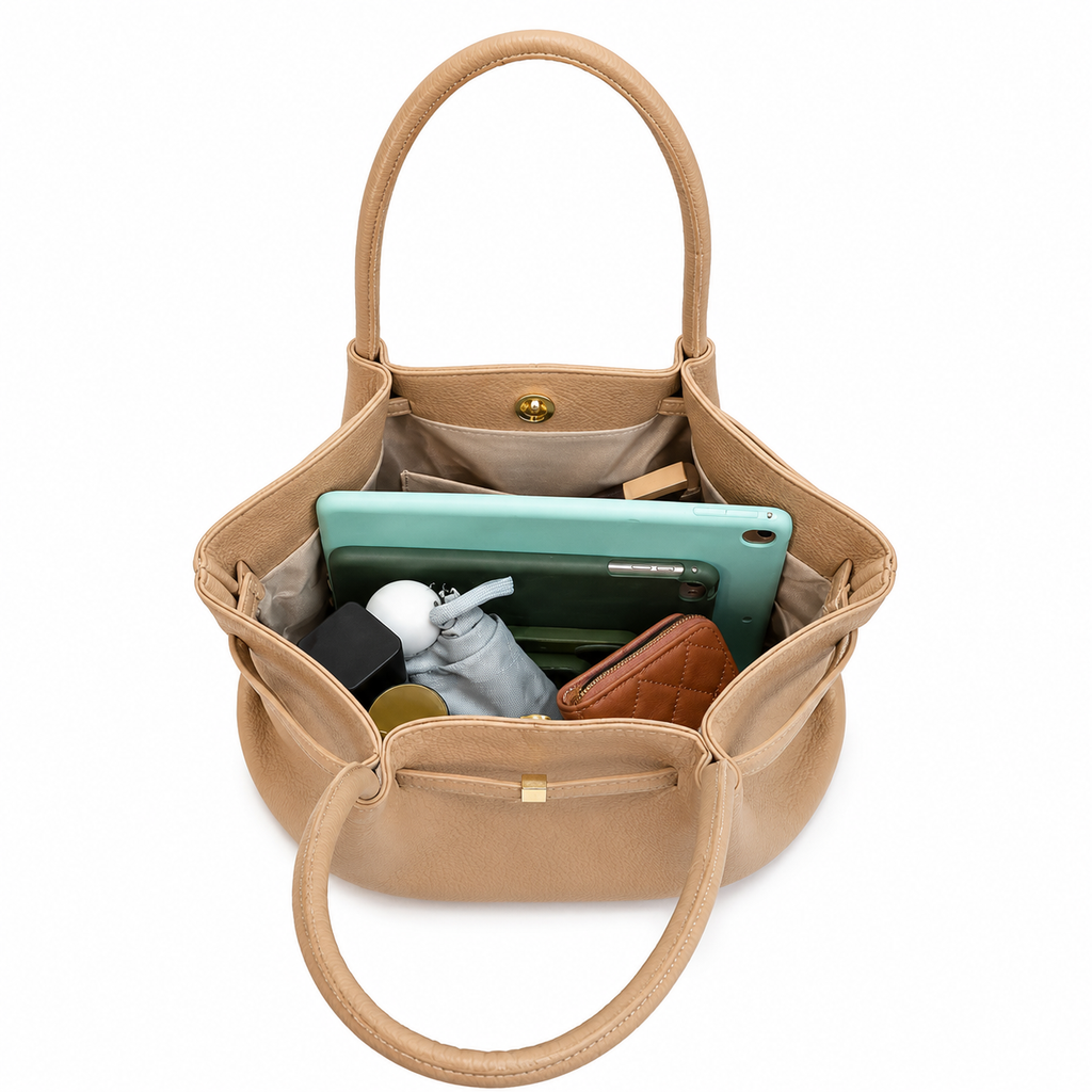 SULLY – Damen-Einkaufstasche · Großformat · Veganes Leder in Litchi-Optik