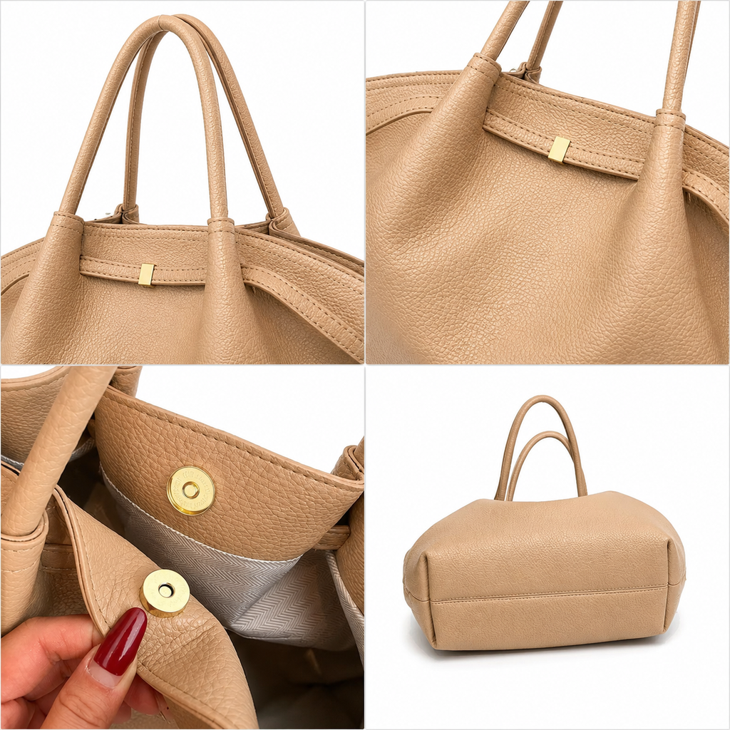 SULLY – Damen-Einkaufstasche · Großformat · Veganes Leder in Litchi-Optik