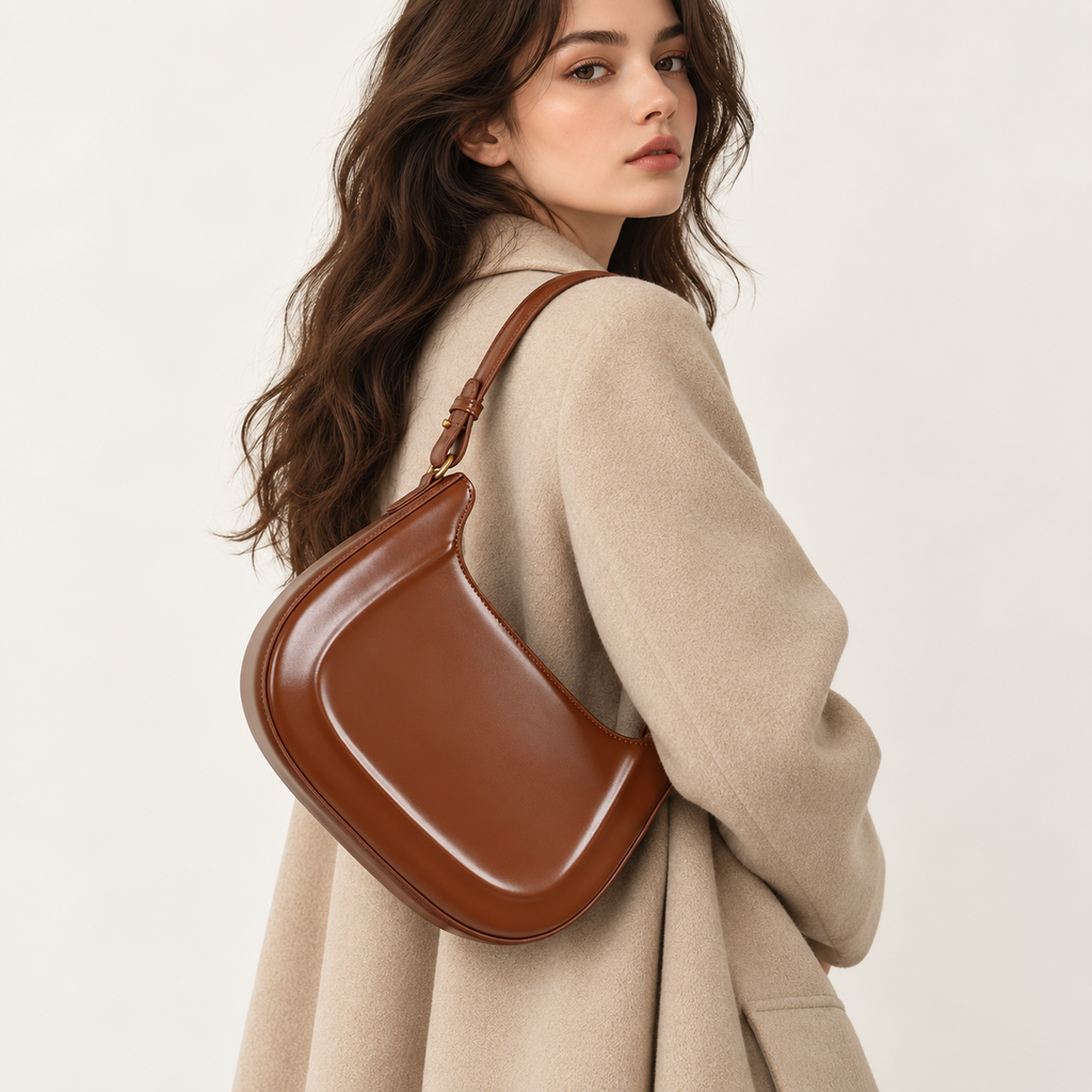 JOSÉPHINE — Sac Porté Épaule Femme · Cuir Véritable Huilé · Forme Selle