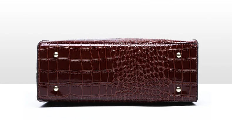 ROMY — Sac à Main Femme Effet Crocodile Cuir Verni Rouge