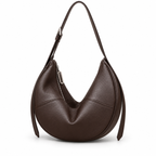 SOLÈNE — Sac Hobo Demi-Lune Femme · Cuir Véritable Grainé · Porté Épaule