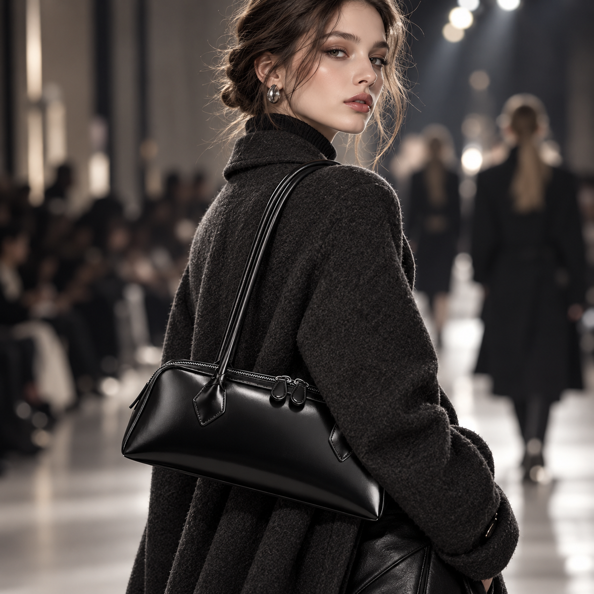 INÈS — Sac Baguette Femme · Matière Vegan · Porté Épaule Minimaliste