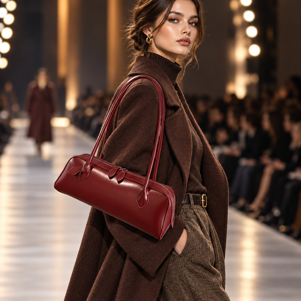 INÈS — Sac Baguette Femme · Matière Vegan · Porté Épaule Minimaliste