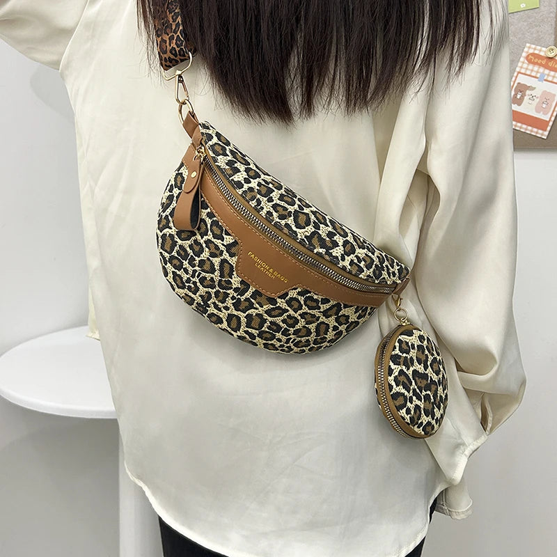 VOYAGE — Sac Banane Femme Imprimé Léopard Gris