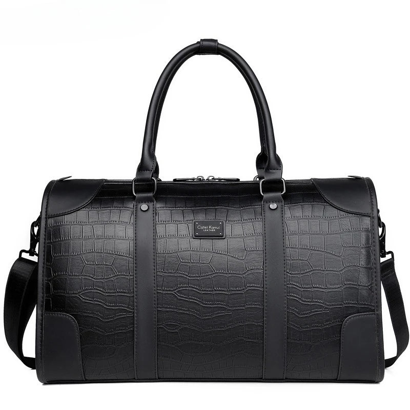 MONACO — Sac Week-end Femme Effet Croco Marron Premium