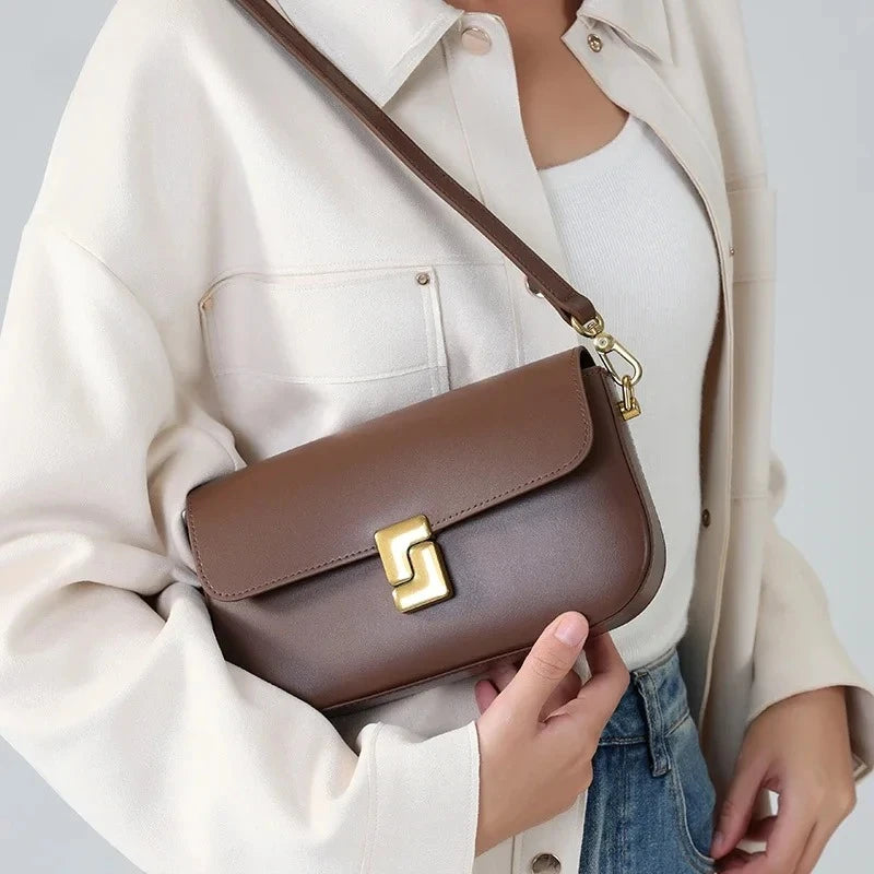 MARGAUX — Sac à Main Femme Cuir PU Café Elégant