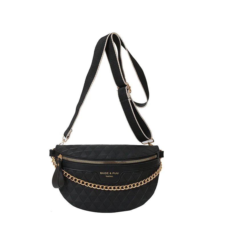 EVASION — Sac Banane Femme Matelassé Losange Chaîne Dorée