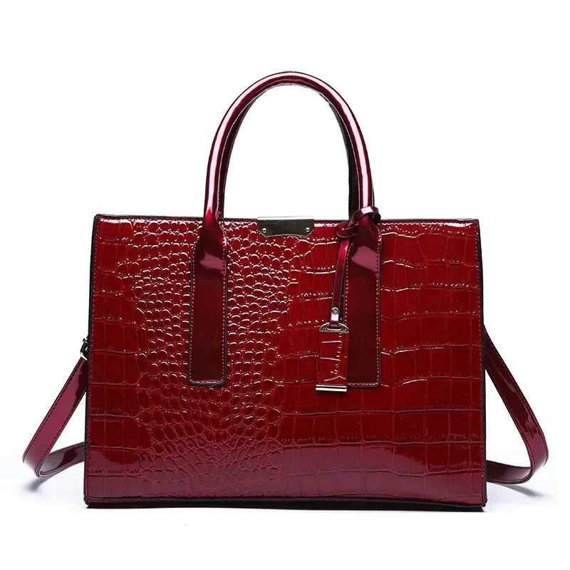 CLEMENCE — Sac à Main Femme Cuir PU Bordeaux Signature