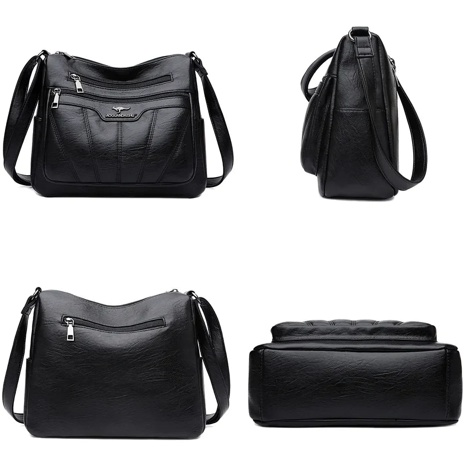 MARAIS — Sac à Bandoulière Femme Cuir PU Noir Contemporain