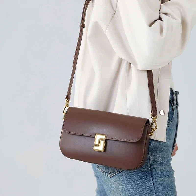 MARGAUX — Sac à Main Femme Cuir PU Café Elégant