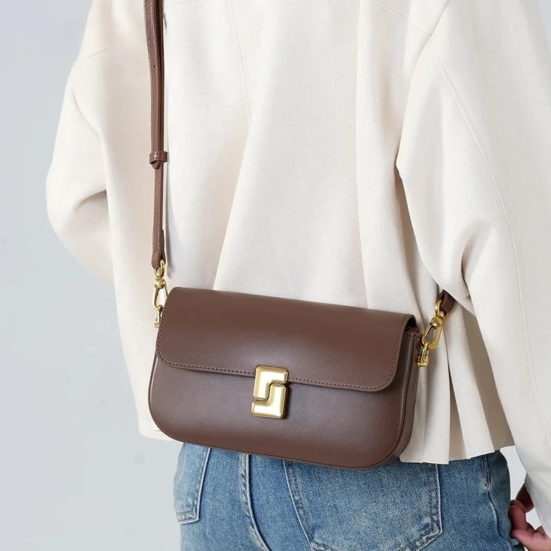 MARGAUX — Sac à Main Femme Cuir PU Café Elégant