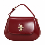 HORTENSE — Sac à Main Femme · Cuir Véritable Bordeaux · Poignée et Rabat