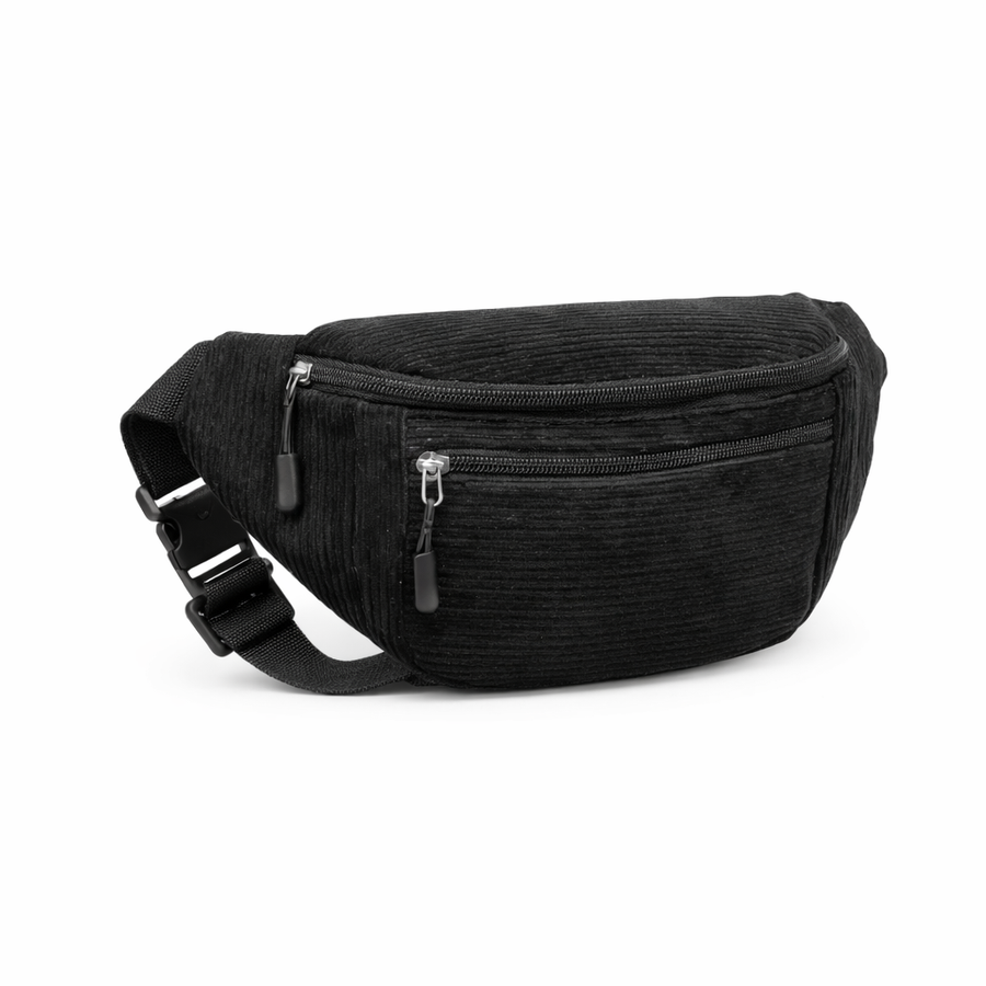 VOYAGEUR — Sac Banane Femme · Velours Noir · Discret et Léger
