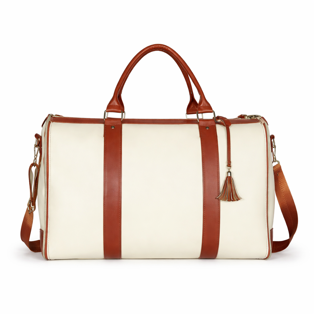 VENDÔME — Sac Week-end Femme Cuir PU Beige Élégant Structuré