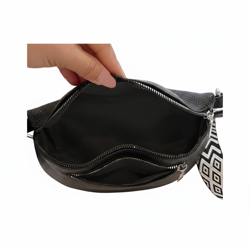 MIRAGE — Sac Banane Femme Cuir PU Noir Tendance