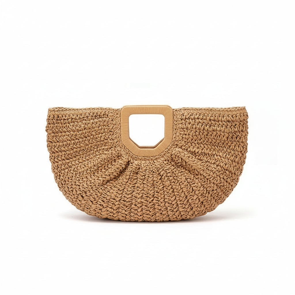 CANNE — Sac de Plage Femme Tressé Naturel Marron Glamour