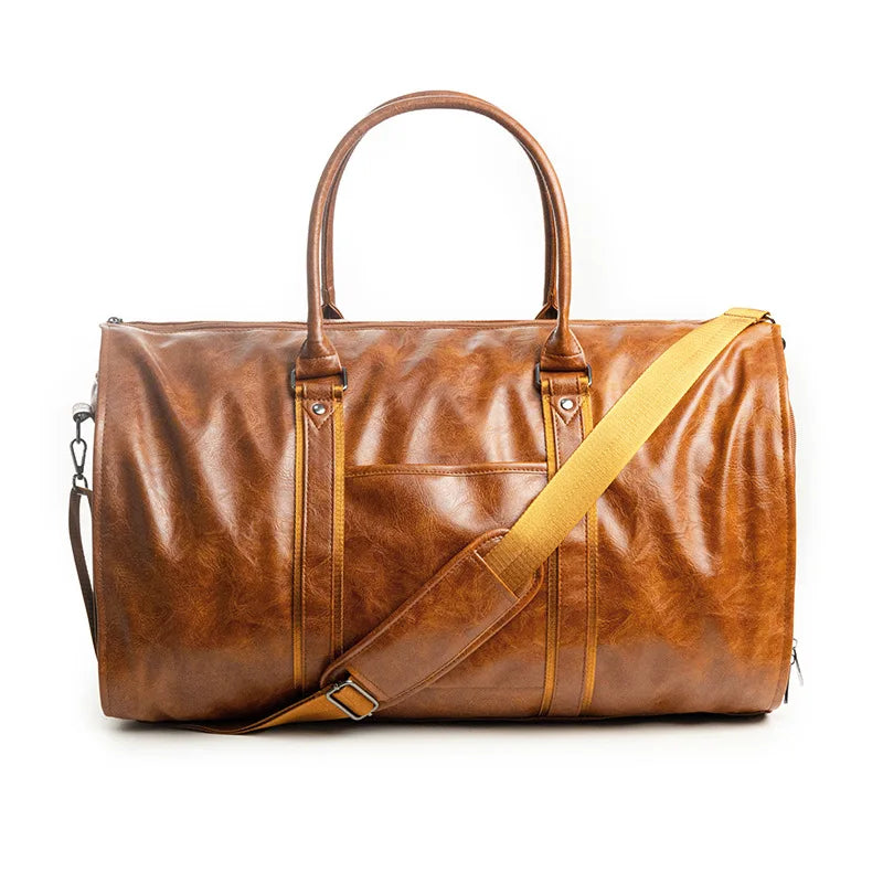 WINDSOR — Sac Week-end Femme Cuir PU Camel Premium Haut de Gamme