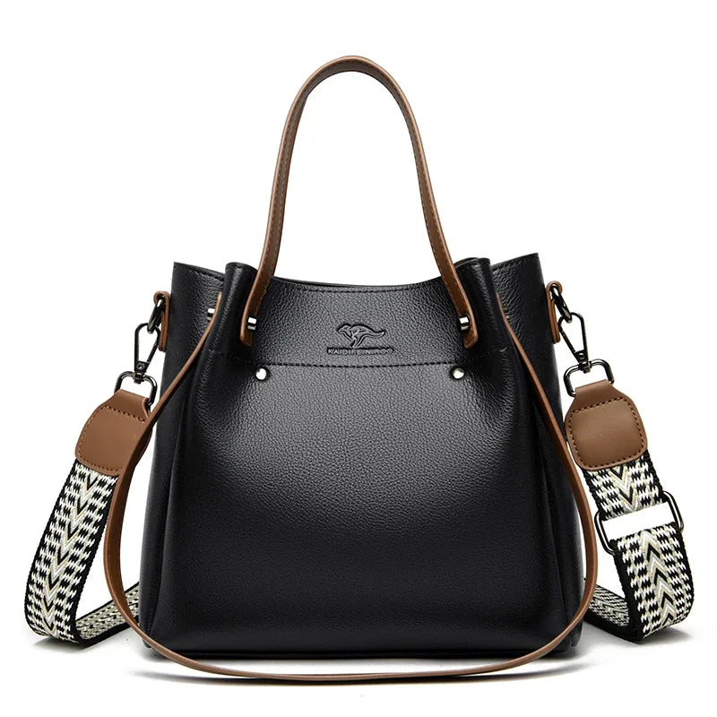 VICTOIRE — Sac à Main Femme Cuir PU Noir Premium Doré