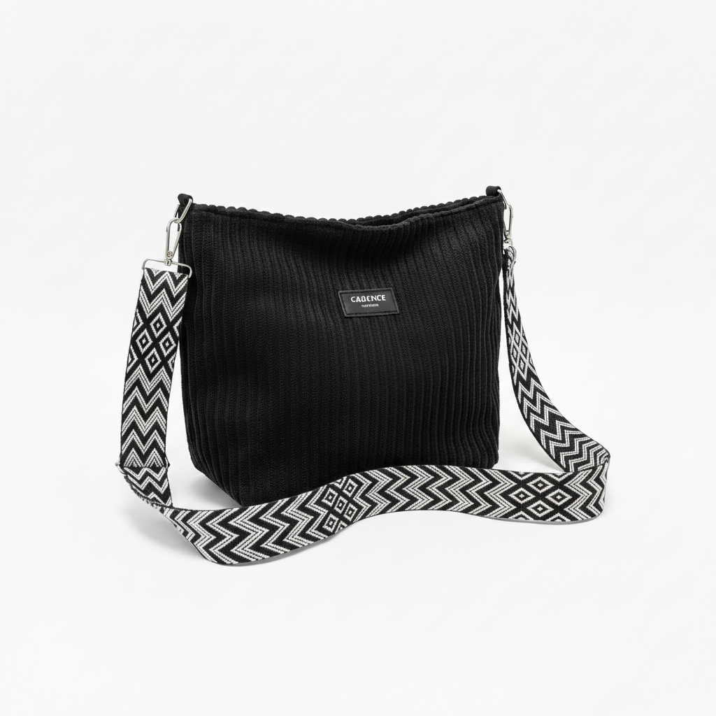 LOUVRE — Sac à Bandoulière Femme Cuir PU Noir Compact