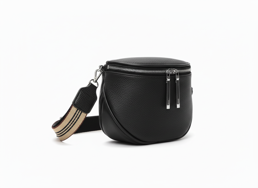 ELEGANCE — Sac Banane Femme Cuir PU Noir Raffiné