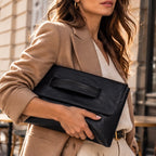 ANOUK — Pochette Enveloppe Femme · Matière Vegan · Grand Format avec Bandoulière