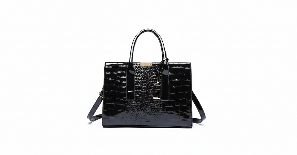 ROMY — Sac à Main Femme Effet Crocodile Cuir Verni Rouge