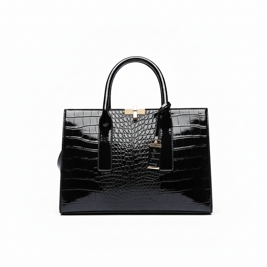ROMY — Damenhandtasche · Kroko-Optik · Veganes Lackleder